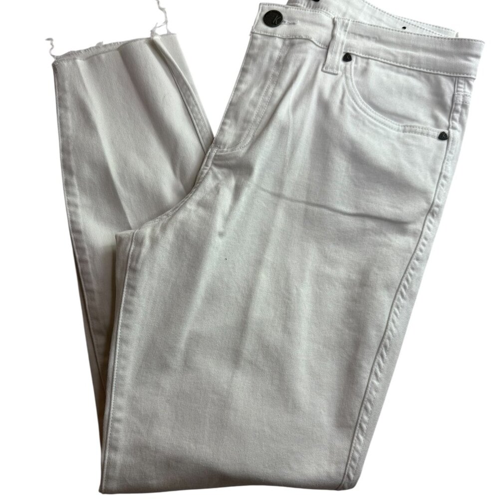 KUT from the KLOTH White Jeans Denim Pant Women's 12 CONNIE High Rise Ankle Skin